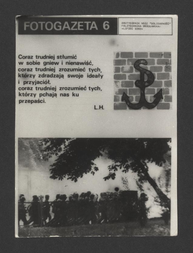 Fotogazeta&nbsp;: dwutygodnik NSZZ &bdquo;Solidarność&rdquo; Politechnika Wrocławska. 1982, numer&nbsp;6