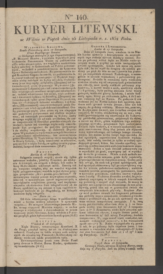 Kuryer Litewski. 1832, numer&nbsp;140