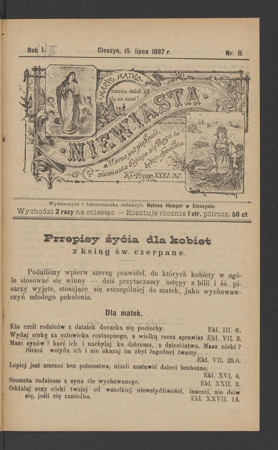 Niewiasta. Rok&nbsp;2, 1897, numer&nbsp;11
