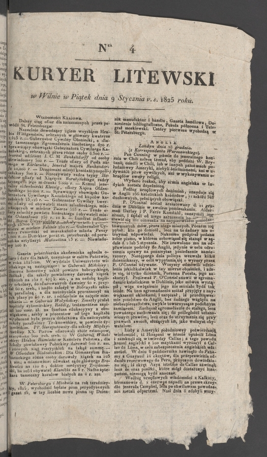 Kuryer Litewski. 1825, numer&nbsp;4