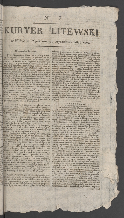 Kuryer Litewski. 1825, numer&nbsp;7