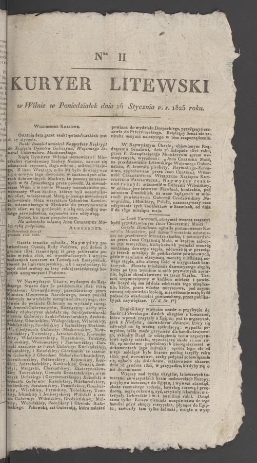 Kuryer Litewski. 1825, numer&nbsp;11