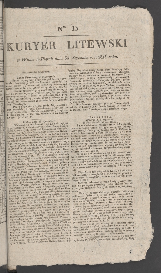 Kuryer Litewski. 1825, numer&nbsp;13