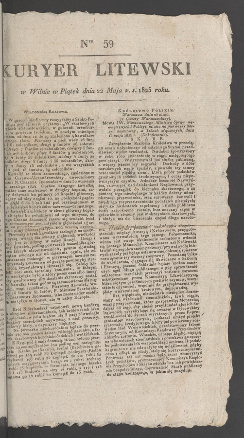 Kuryer Litewski. 1825, numer&nbsp;59