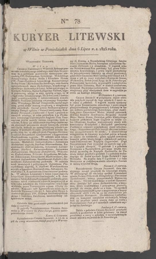 Kuryer Litewski. 1825, numer&nbsp;78
