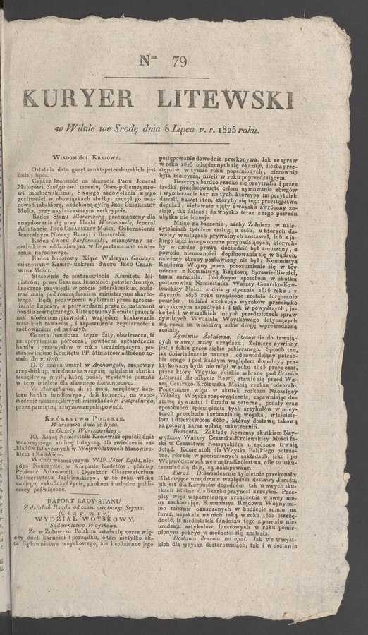 Kuryer Litewski. 1825, numer&nbsp;79