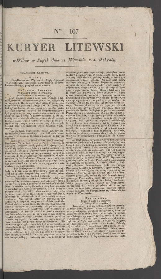 Kuryer Litewski. 1825, numer&nbsp;107