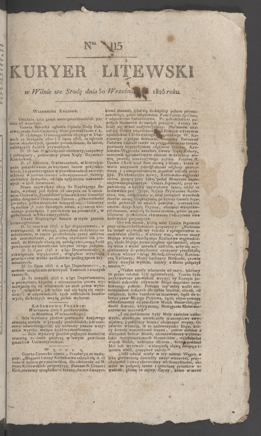 Kuryer Litewski. 1825, numer&nbsp;115