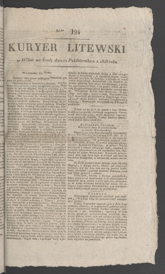 Kuryer Litewski. 1825, numer&nbsp;124