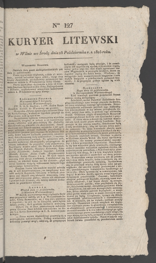 Kuryer Litewski. 1825, numer&nbsp;127