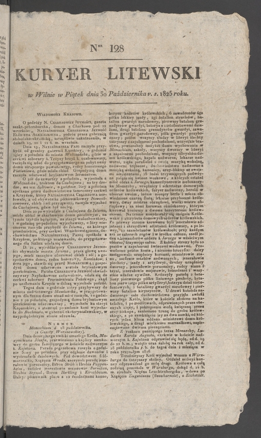 Kuryer Litewski. 1825, numer&nbsp;128