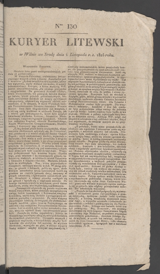 Kuryer Litewski. 1825, numer&nbsp;130
