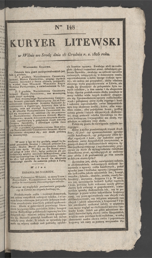 Kuryer Litewski. 1825, numer&nbsp;148
