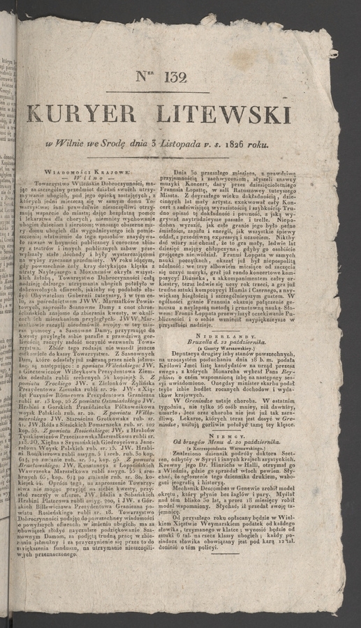 Kuryer Litewski. 1826, numer&nbsp;132