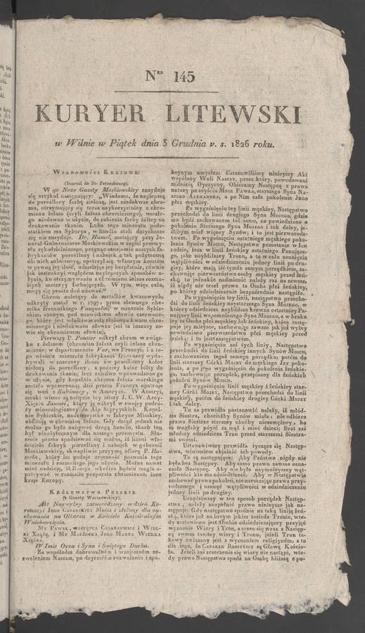 Kuryer Litewski. 1826, numer&nbsp;145