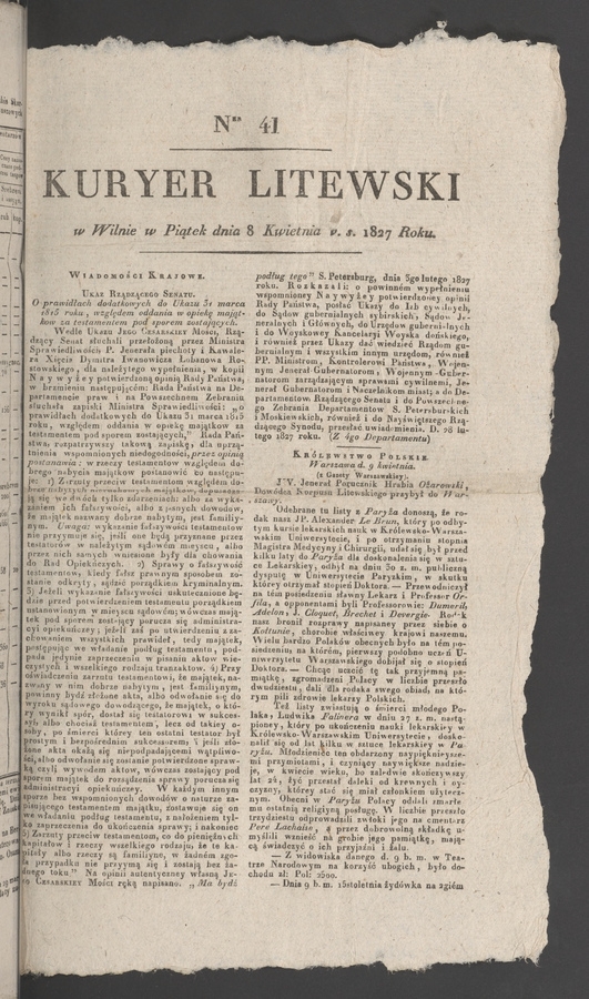 Kuryer Litewski. 1827, numer&nbsp;41