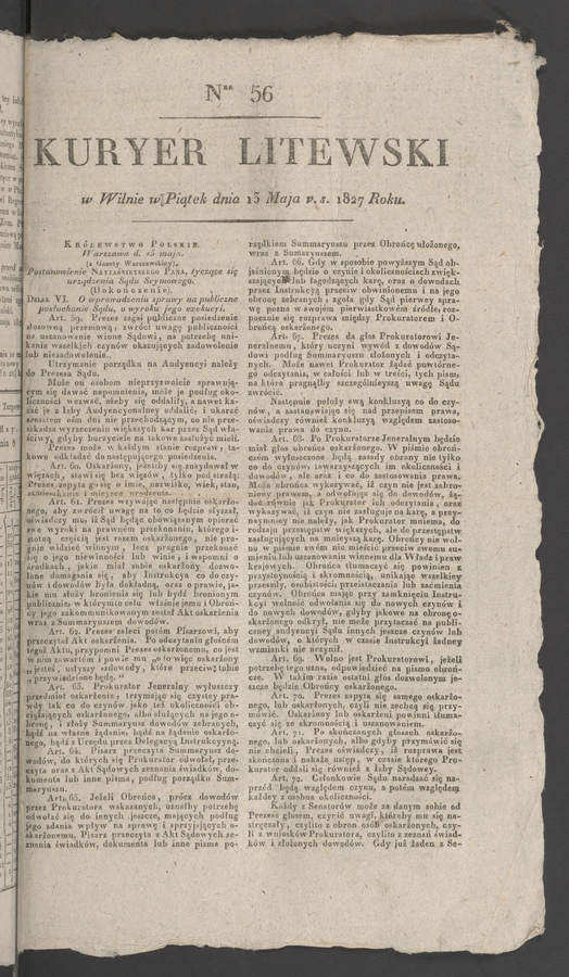 Kuryer Litewski. 1827, numer&nbsp;56