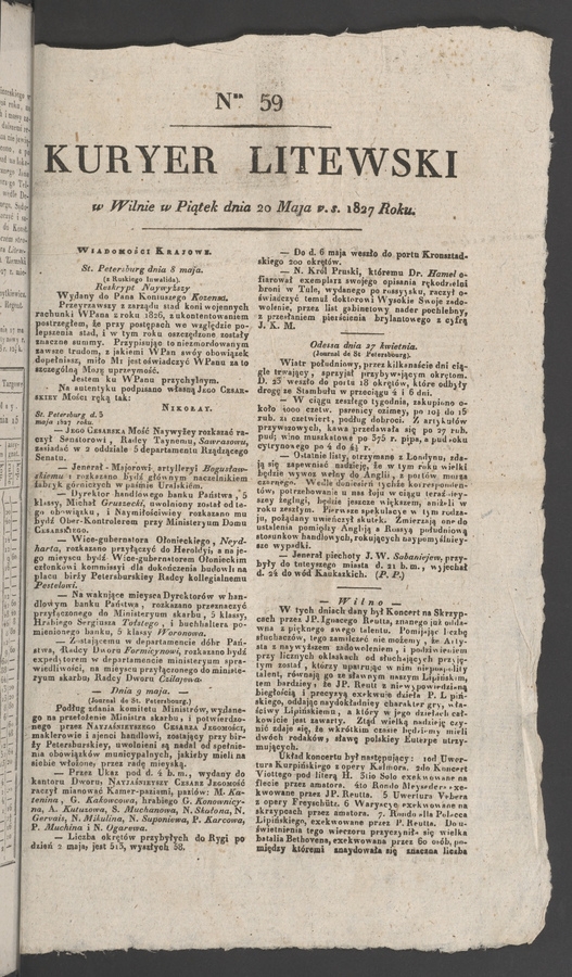 Kuryer Litewski. 1827, numer&nbsp;59