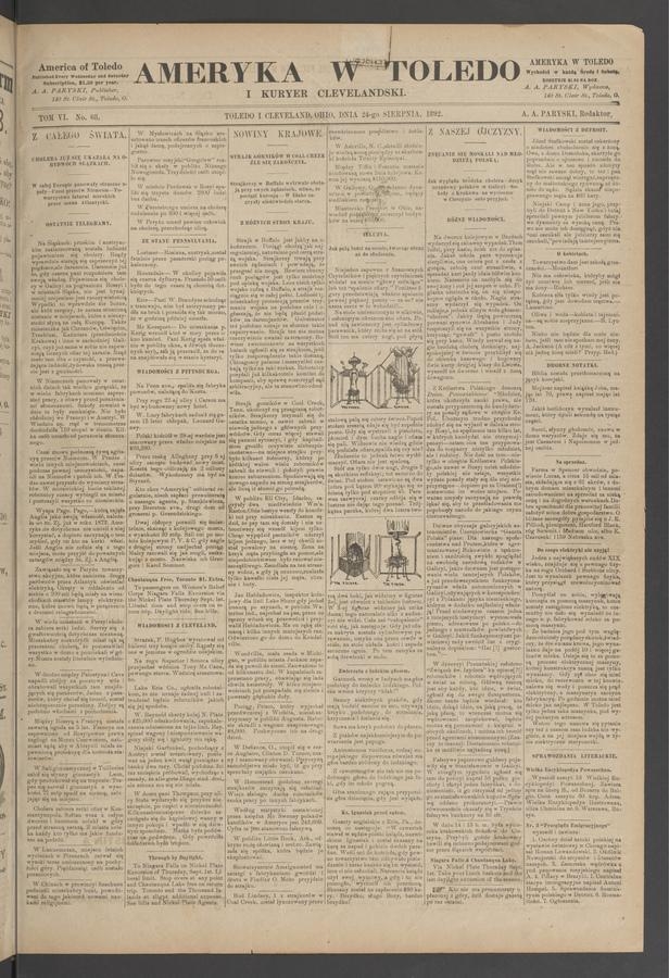 Ameryka w&nbsp;Toledo i&nbsp;Kuryer Clevelandski. Tom&nbsp;6, 1892, numer&nbsp;68
