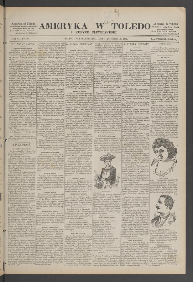 Ameryka w&nbsp;Toledo i&nbsp;Kuryer Clevelandski. Tom&nbsp;6, 1892, numer&nbsp;70
