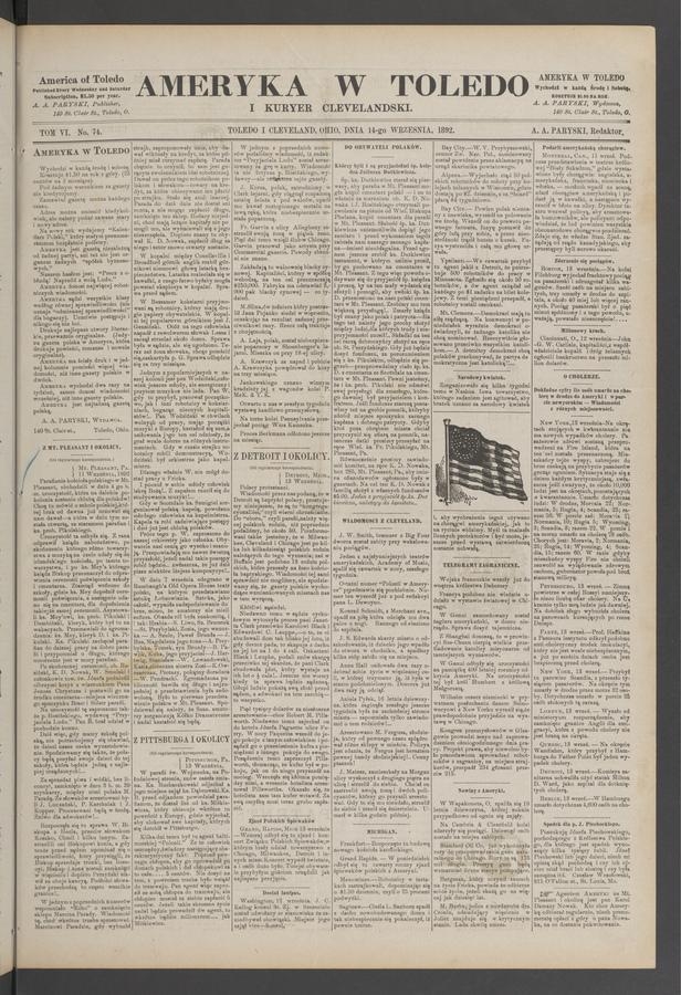 Ameryka w&nbsp;Toledo i&nbsp;Kuryer Clevelandski. Tom&nbsp;6, 1892, numer&nbsp;74