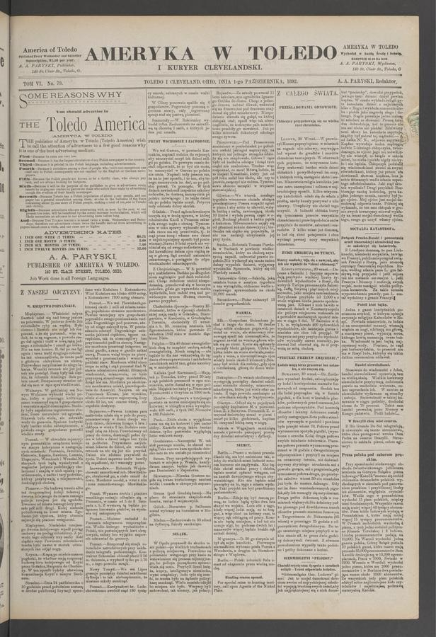 Ameryka w&nbsp;Toledo i&nbsp;Kuryer Clevelandski. Tom&nbsp;6, 1892, numer&nbsp;79