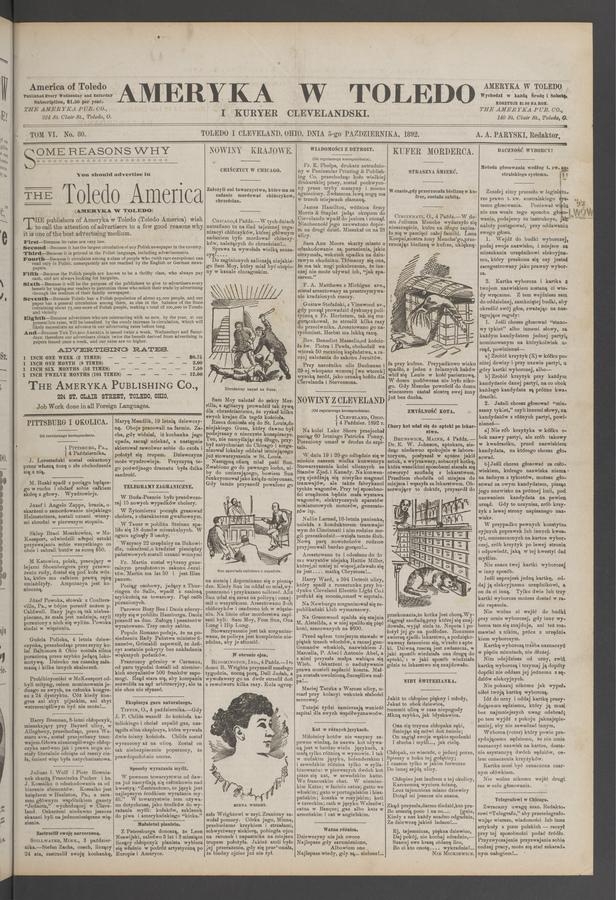 Ameryka w&nbsp;Toledo i&nbsp;Kuryer Clevelandski. Tom&nbsp;6, 1892, numer&nbsp;80