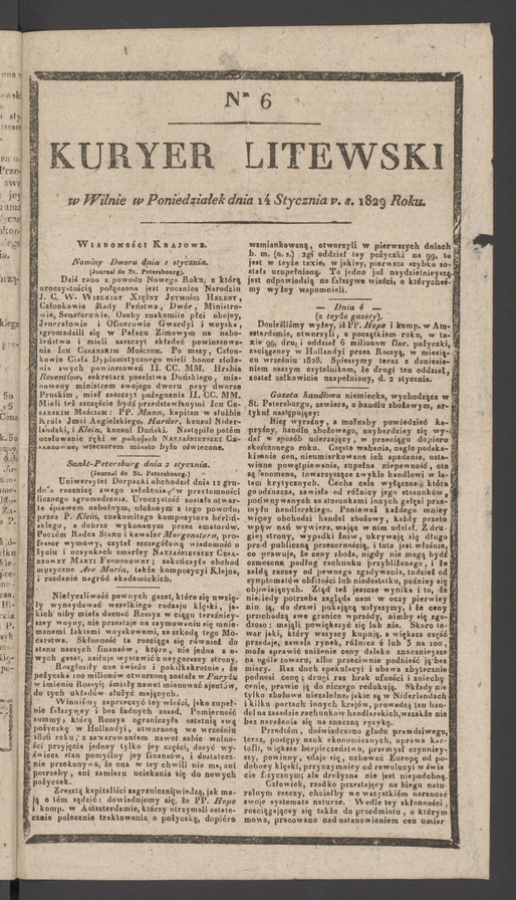 Kuryer Litewski. 1829, numer 6