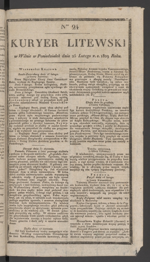 Kuryer Litewski. 1829, numer&nbsp;24