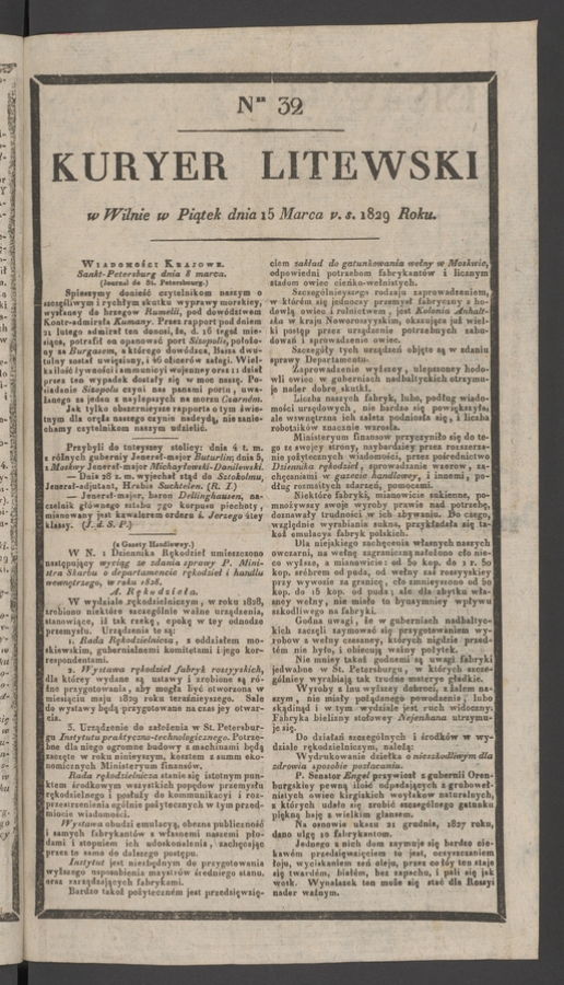 Kuryer Litewski. 1829, numer&nbsp;32