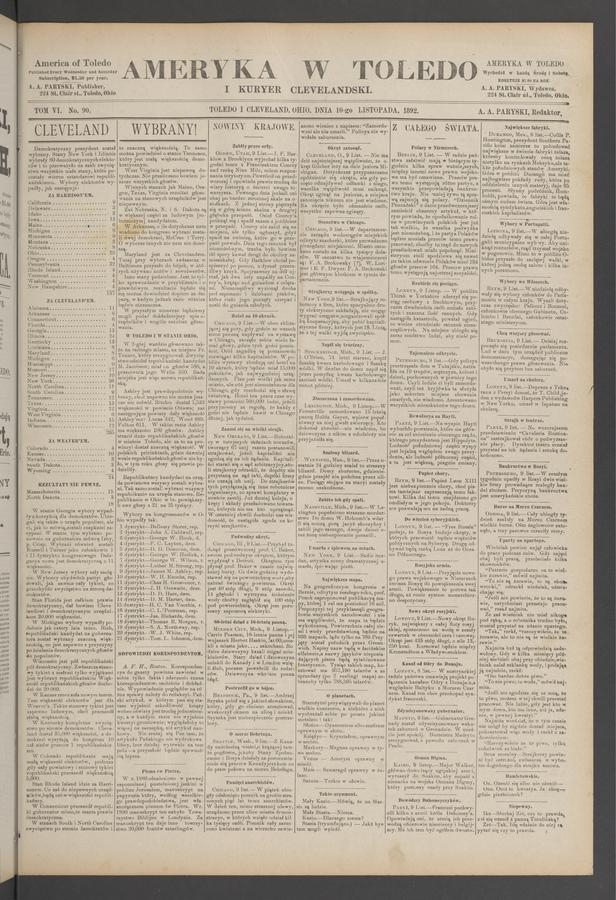 Ameryka w&nbsp;Toledo i&nbsp;Kuryer Clevelandski. Tom&nbsp;6, 1892, numer&nbsp;90