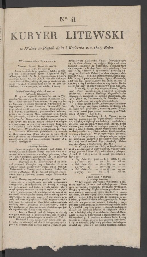 Kuryer Litewski. 1829, numer&nbsp;41