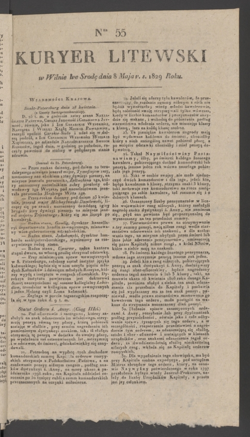 Kuryer Litewski. 1829, numer 55