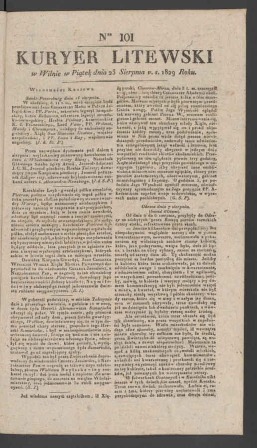 Kuryer Litewski. 1829, numer 101
