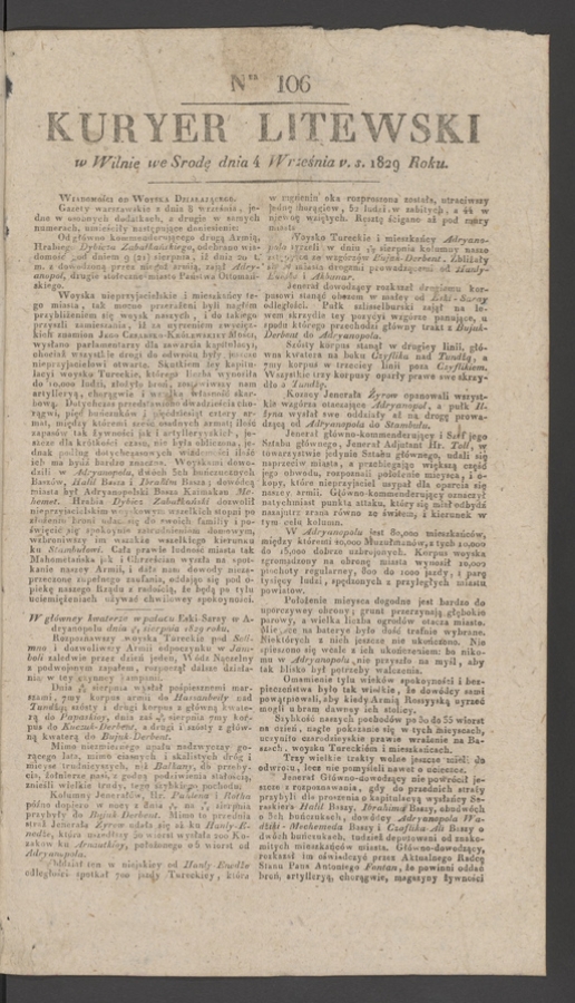 Kuryer Litewski. 1829, numer&nbsp;106