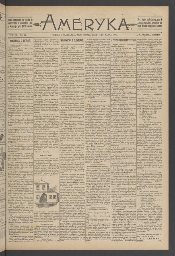 Ameryka. Tom&nbsp;7, 1893, numer&nbsp;11