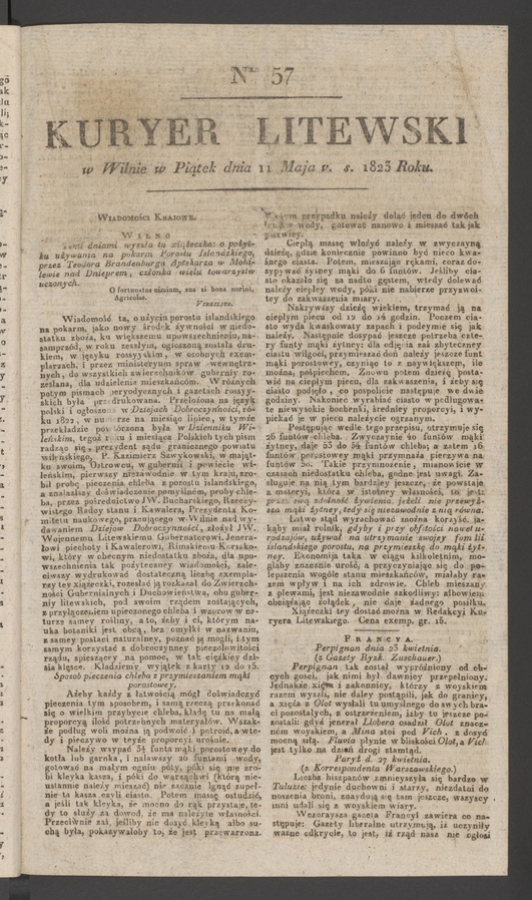 Kuryer Litewski. 1823, numer&nbsp;57