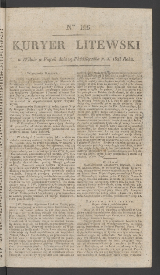 Kuryer Litewski. 1823, numer&nbsp;126