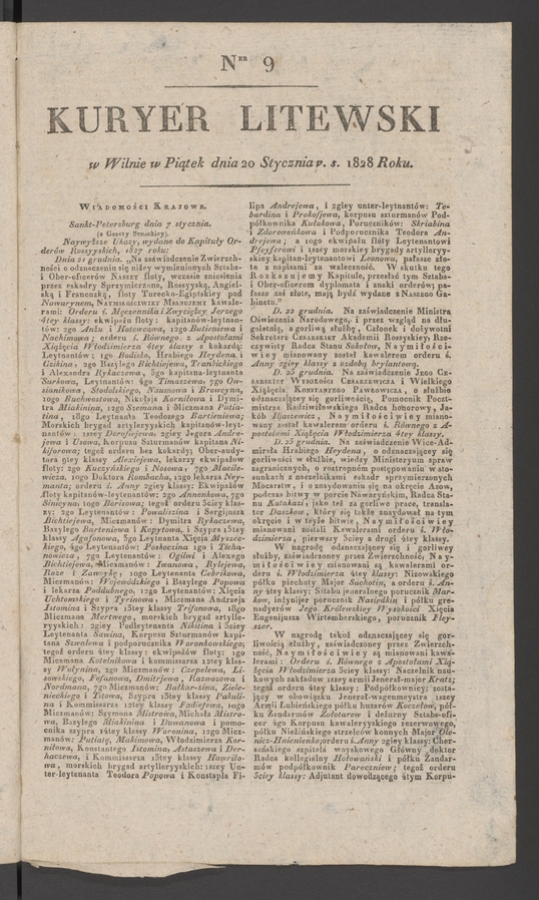 Kuryer Litewski. 1828, numer&nbsp;9