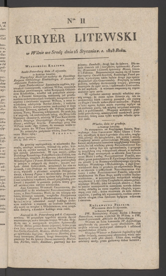 Kuryer Litewski. 1828, numer&nbsp;11