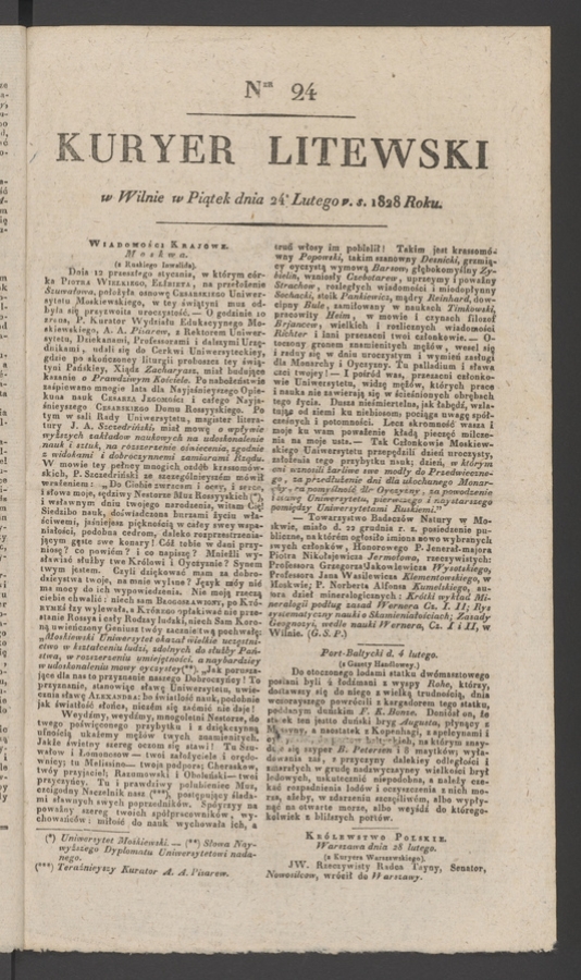 Kuryer Litewski. 1828, numer&nbsp;24