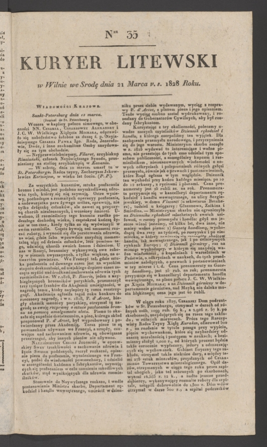 Kuryer Litewski. 1828, numer&nbsp;35