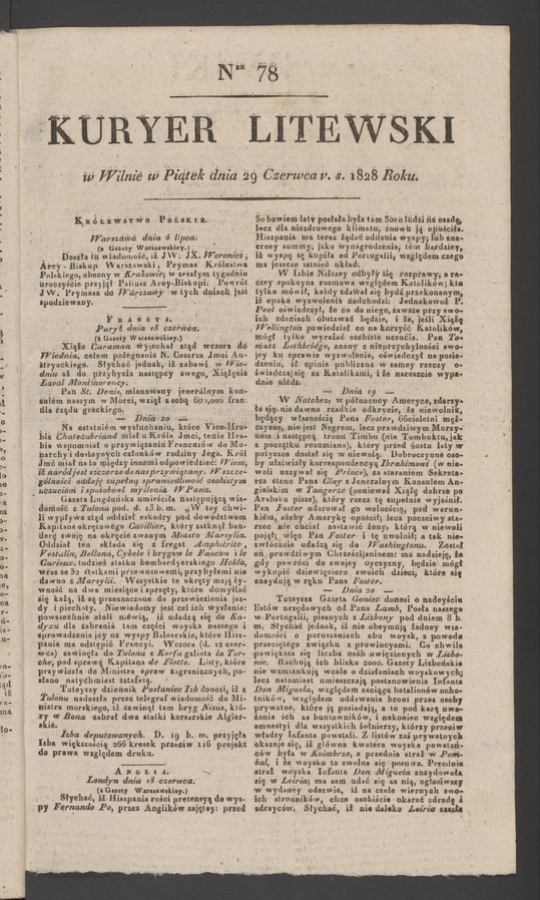 Kuryer Litewski. 1828, numer&nbsp;78