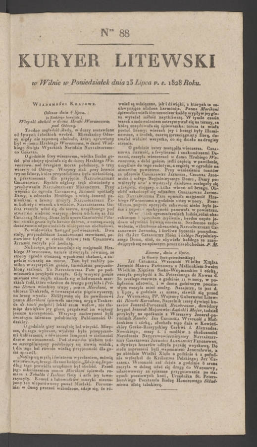 Kuryer Litewski. 1828, numer&nbsp;88
