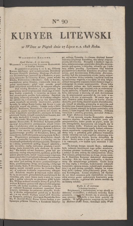Kuryer Litewski. 1828, numer&nbsp;90