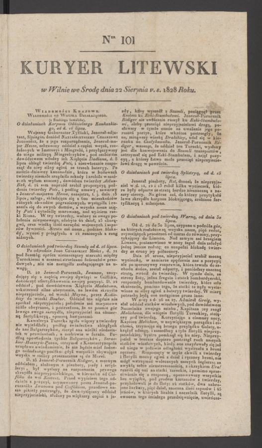 Kuryer Litewski. 1828, numer&nbsp;101