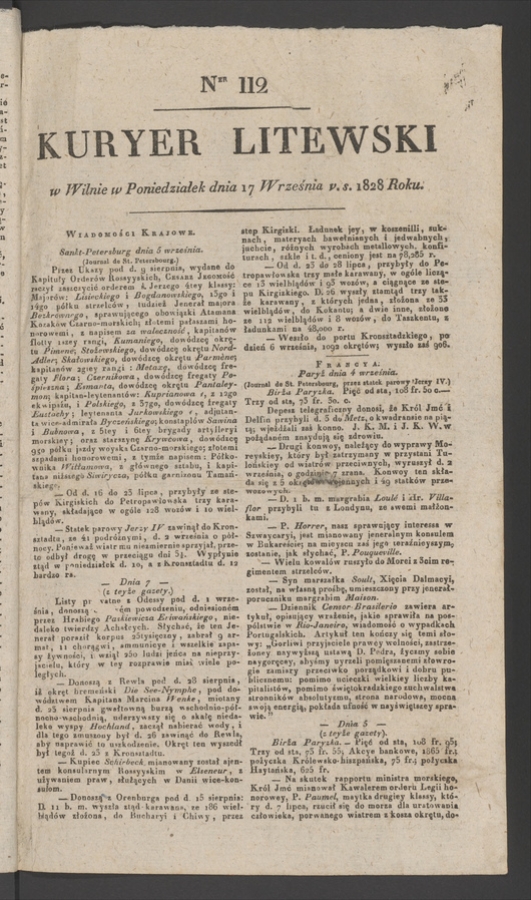 Kuryer Litewski. 1828, numer&nbsp;112