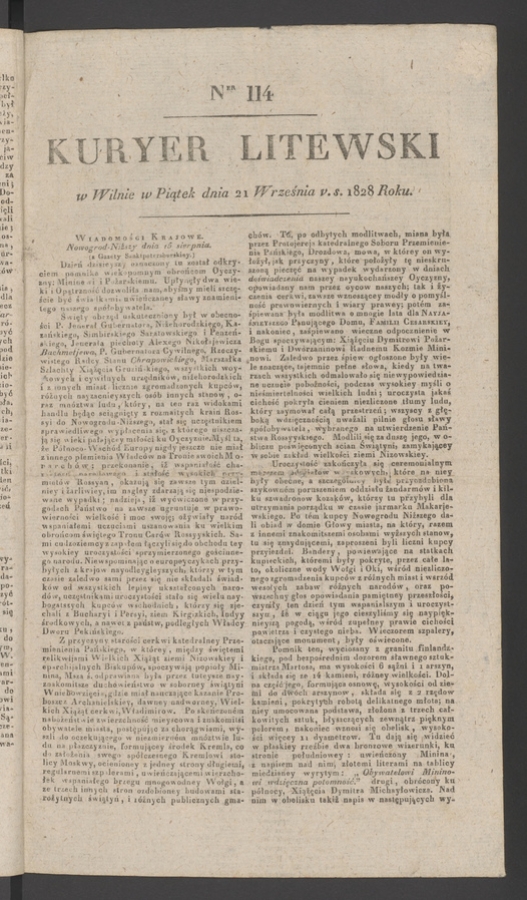 Kuryer Litewski. 1828, numer&nbsp;114
