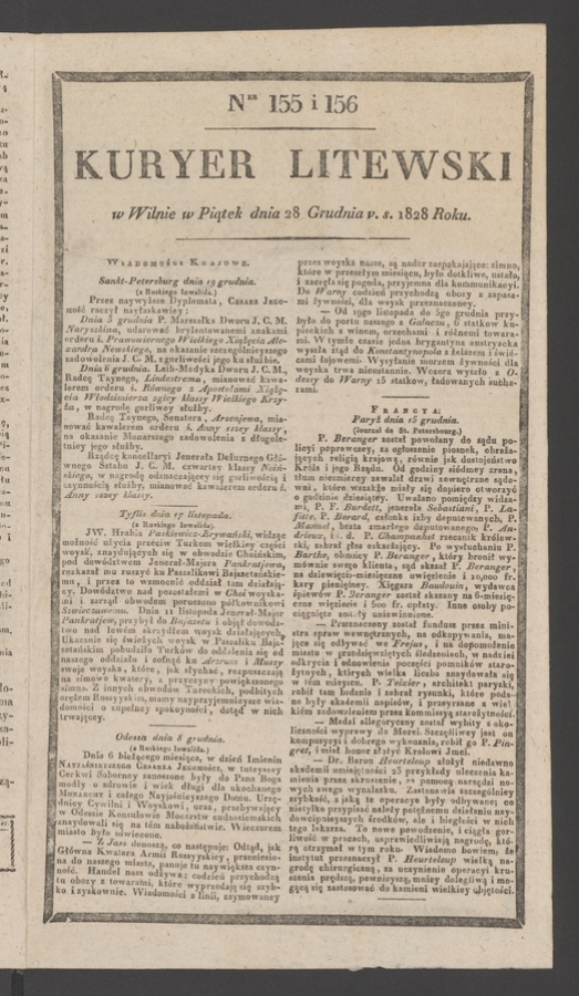 Kuryer Litewski. 1828, numer&nbsp;155-156