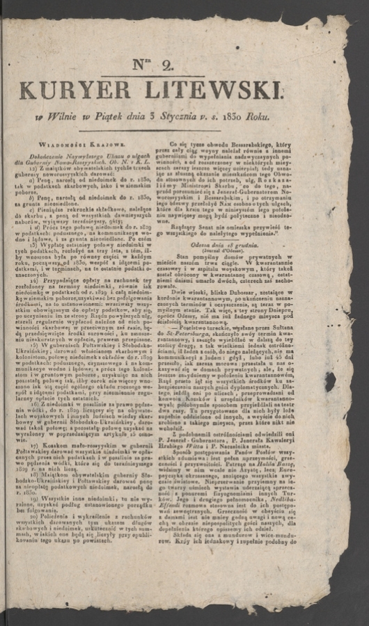Kuryer Litewski. 1830, numer&nbsp;2